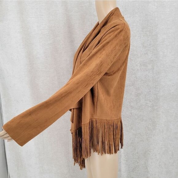 Lady's World Fringe Jacket Faux Suede Boho Hippie Western Women's Medium - Picture 3 of 8